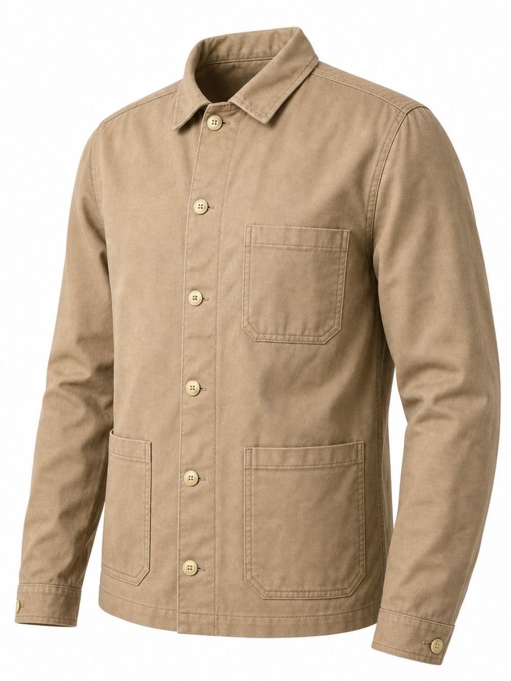 ASOS DESIGN Men’s Cotton Twill Chore Jacket / Shacket in Tan - Size Medium - Picture 2 of 4